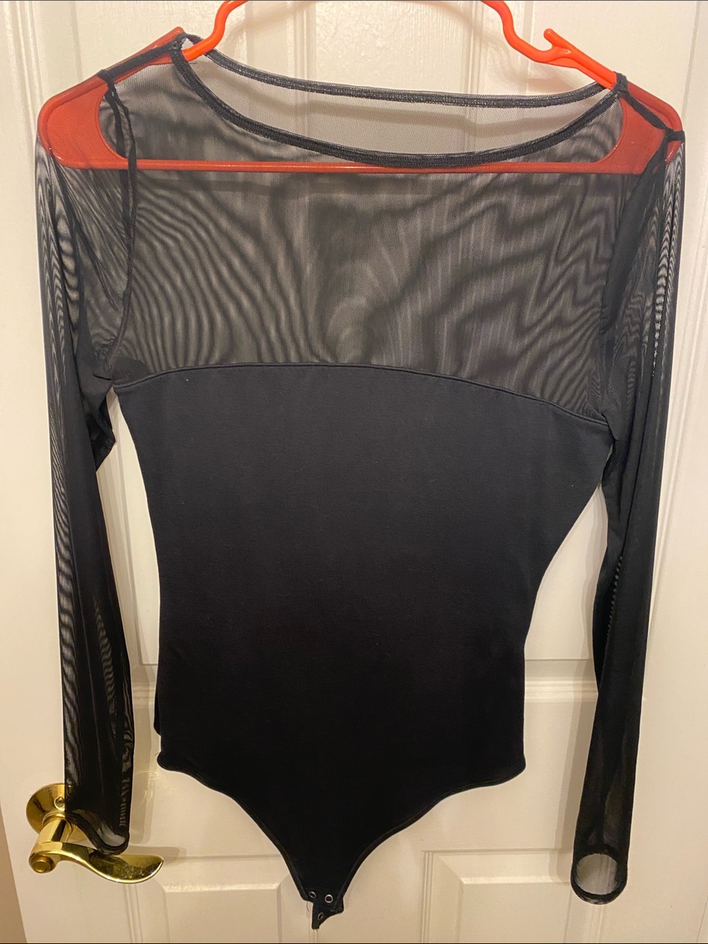 Abercrombie & Fitch Black Sheer-Panel Long Sleeve Bodysuit